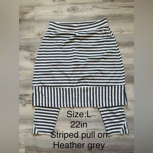 Striped grey & White Pull-On Skirt